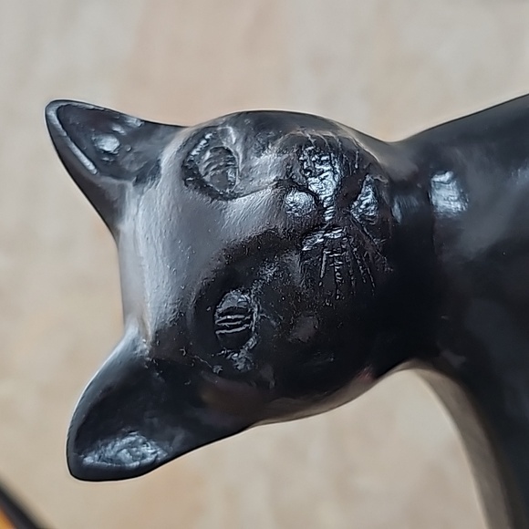 Vintage Black Cat Figurine Paperweight Bookend Doorstop in Heavy Resin 9" 2.4lb - Picture 2 of 11